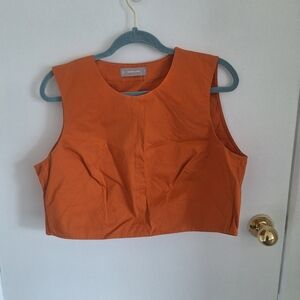 Everlane Orange Crop Top with Sleeveless Design
